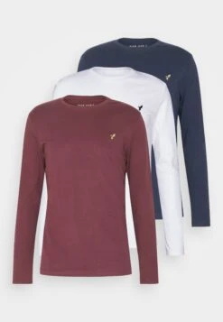 Pier One 3 Pack Unisex- Long Sleeved Top - White/Dark Blue/Bordeaux -Pier One 00fb62a16a384865a8c2dc59b9b45b3a