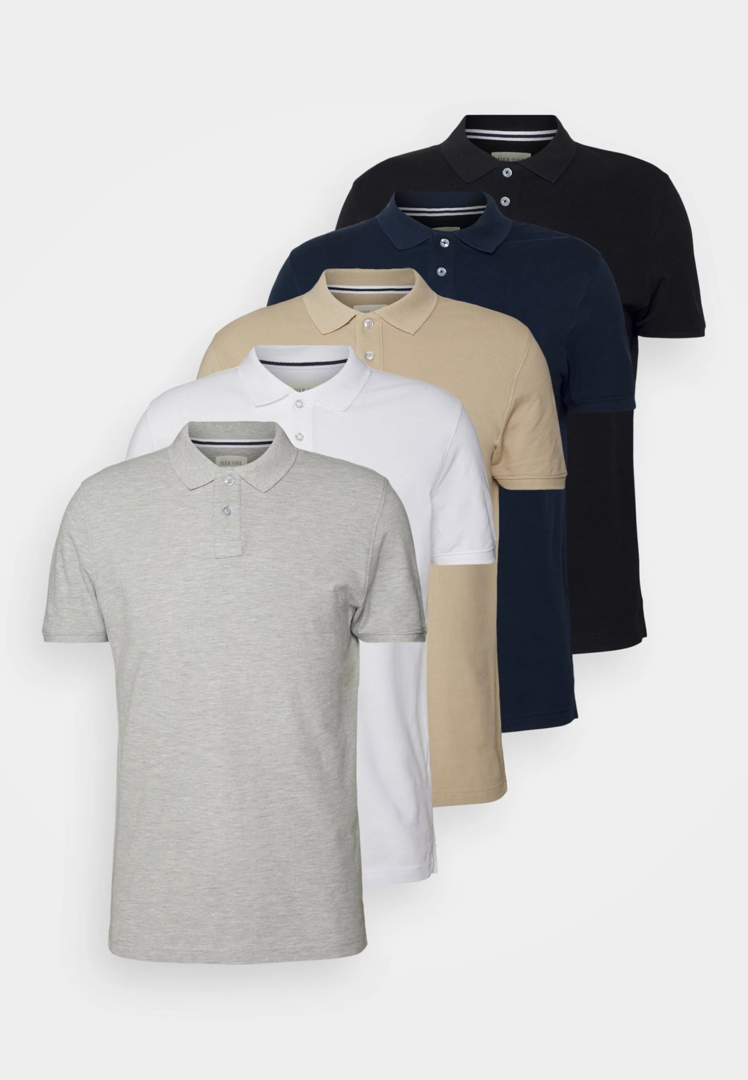 Pier One 5 Pack - Polo Shirt - Black/Blue/Beige 7 Pier One 5 Pack - Polo Shirt - Black/Blue/Beige - Image 7