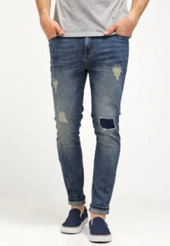 Pier One Slim Fit Jeans - Destroyed Denim