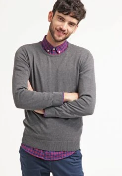 Pier One Basic Crewneck - Jumper - Dark Grey Melange