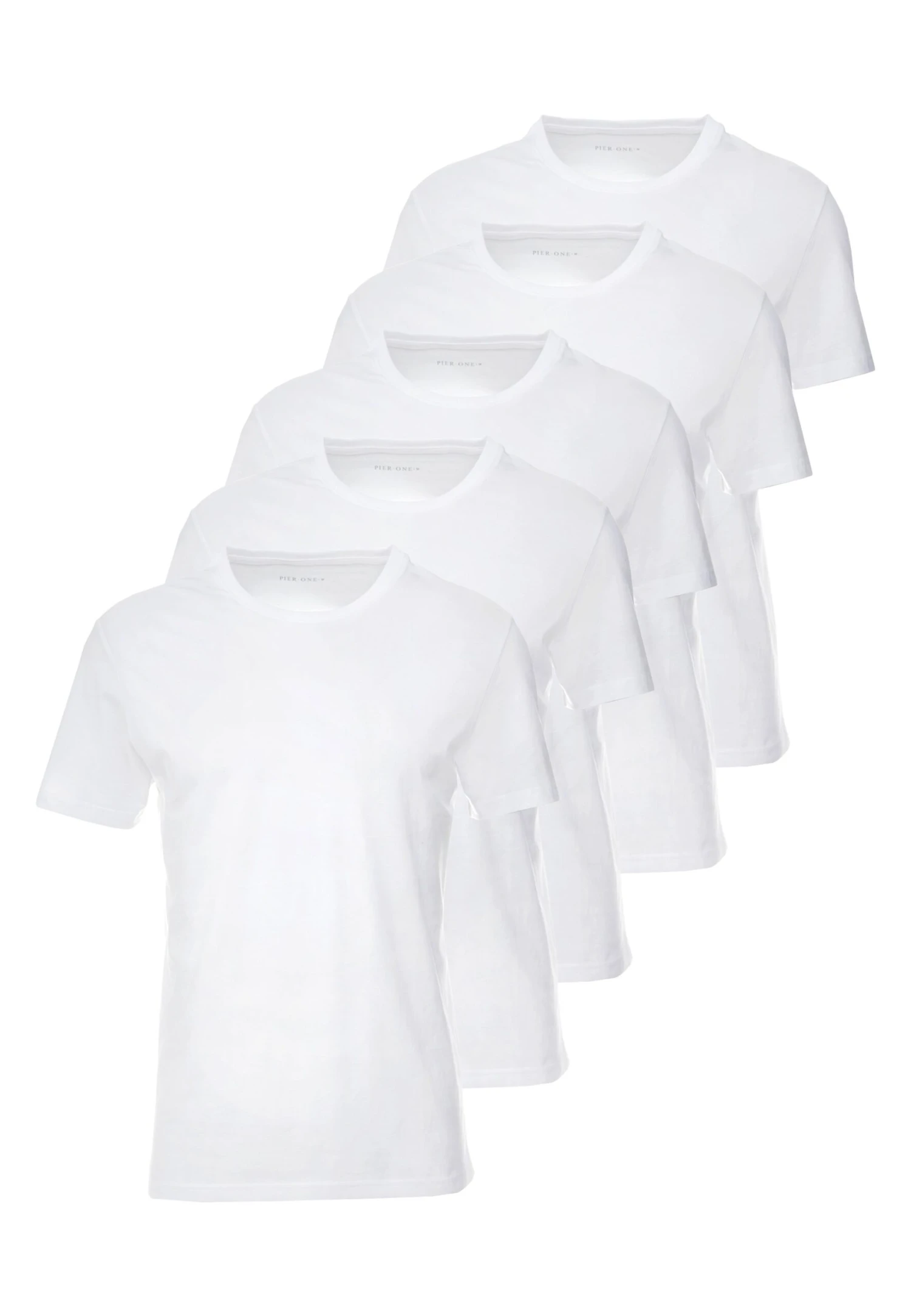 Pier One 5 Pack - Basic T-Shirt - White 1 Pier One 5 Pack - Basic T-Shirt - White