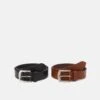 Pier One Leather 2 Pack - Belt - Cognac/Black