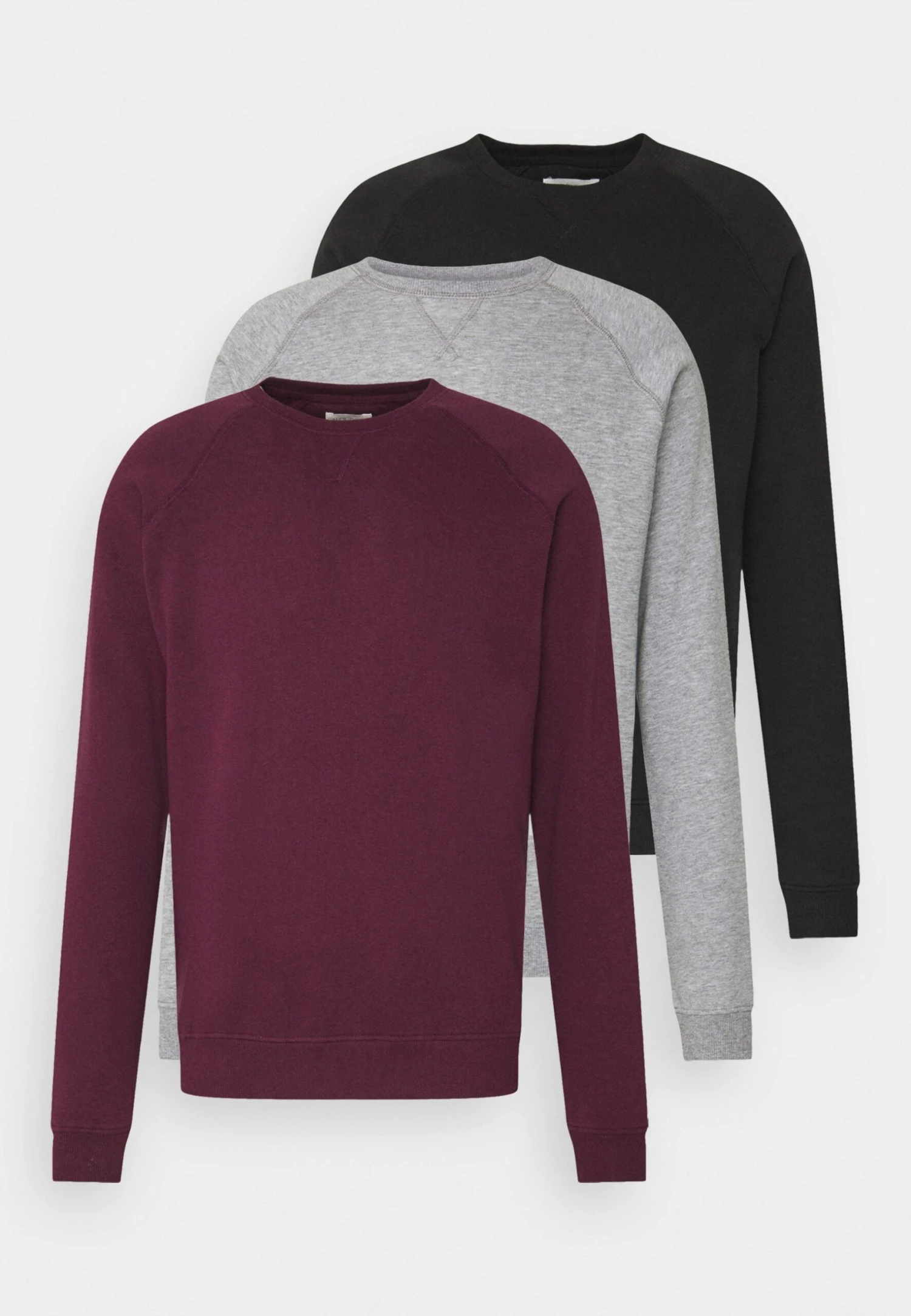 Pier One 3 Pack - Sweatshirt - Bordeaux/Black/Grey 1 Pier One 3 Pack - Sweatshirt - Bordeaux/Black/Grey