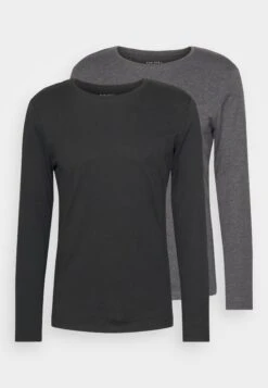 Pier One 2 Pack - Long Sleeved Top - Black/Mottled Dark Grey -Pier One 9772b16a1f79408499510e80b90c51d3