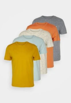 Pier One 5 Pack - Basic T-Shirt - Mottled Dark Blue/Yellow/Orange -Pier One a9463ec31e2a480bba9bdea27879d063