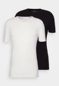Pier One Slim Fit Ribbed T-Shirt 2 Pack - Basic T-Shirt - White/Black -Pier One bfa677da41c14e1ebbe1df5382fc7cd3