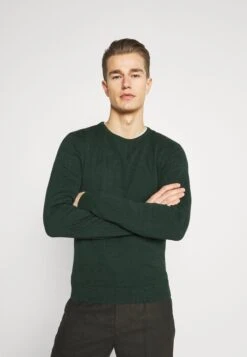 Pier One Basic Crewneck - Jumper - Mottled Dark Green