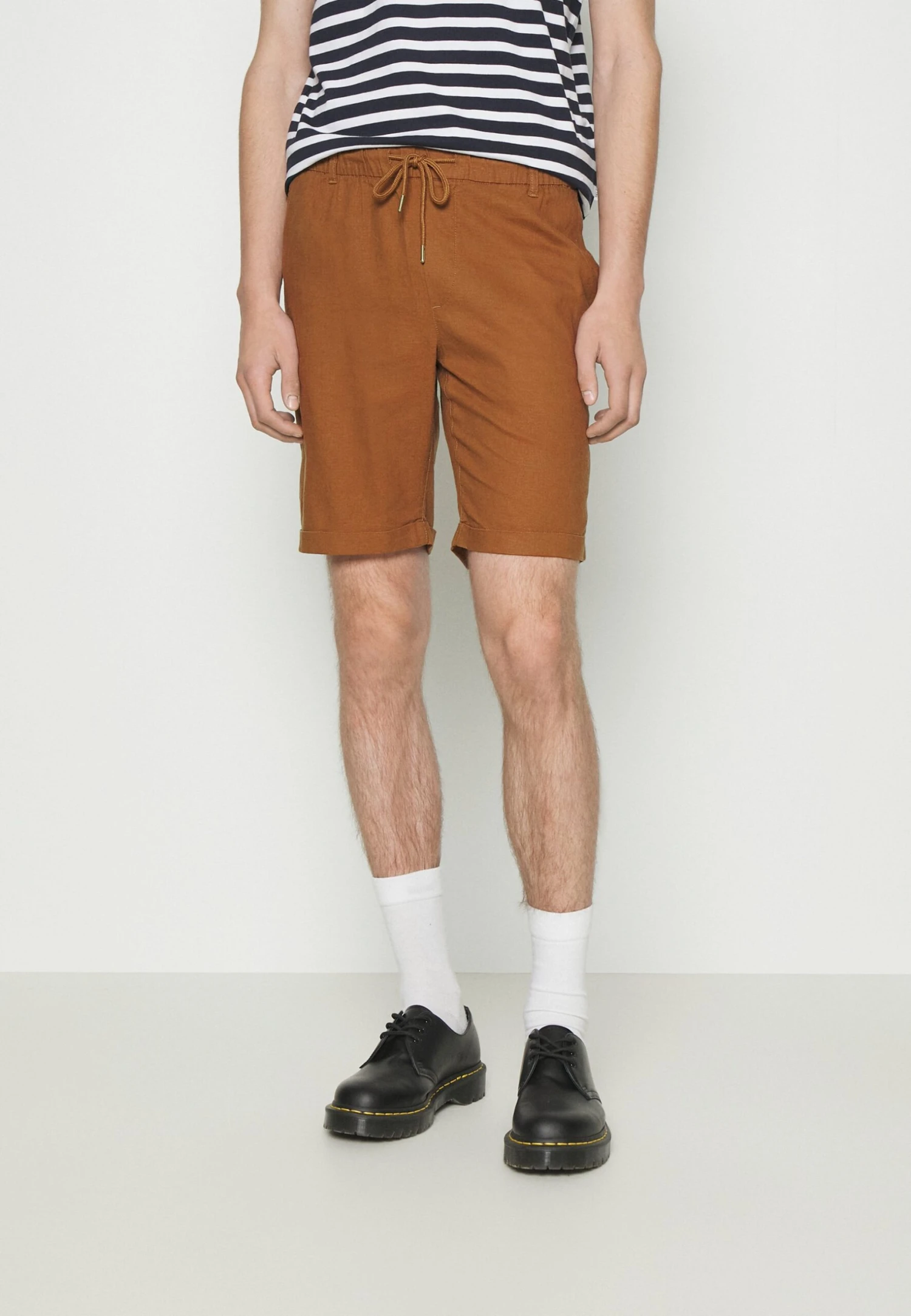 Pier One Linen Blend Drawcord Shorts- Shorts - Brown 1 Pier One Linen Blend Drawcord Shorts- Shorts - Brown