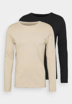 Pier One 2 Pack - Long Sleeved Top - Beige/Black