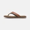 Pier One Leather - T-Bar Sandals - Cognac